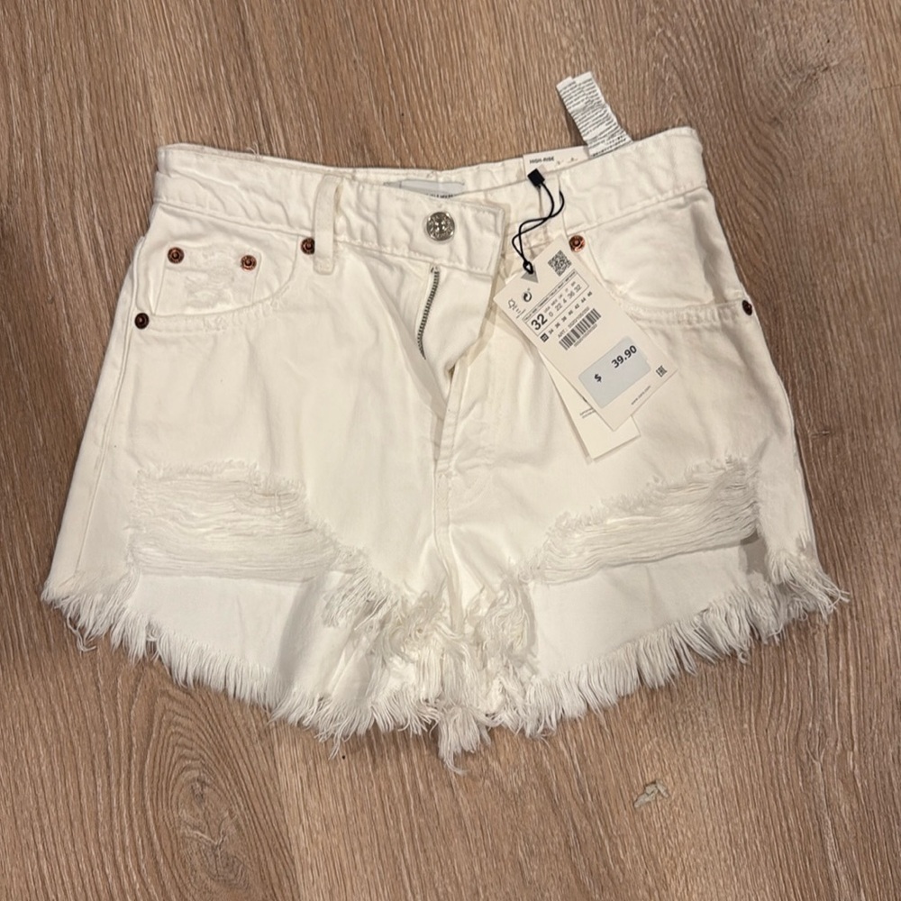 Zara white denim shorts